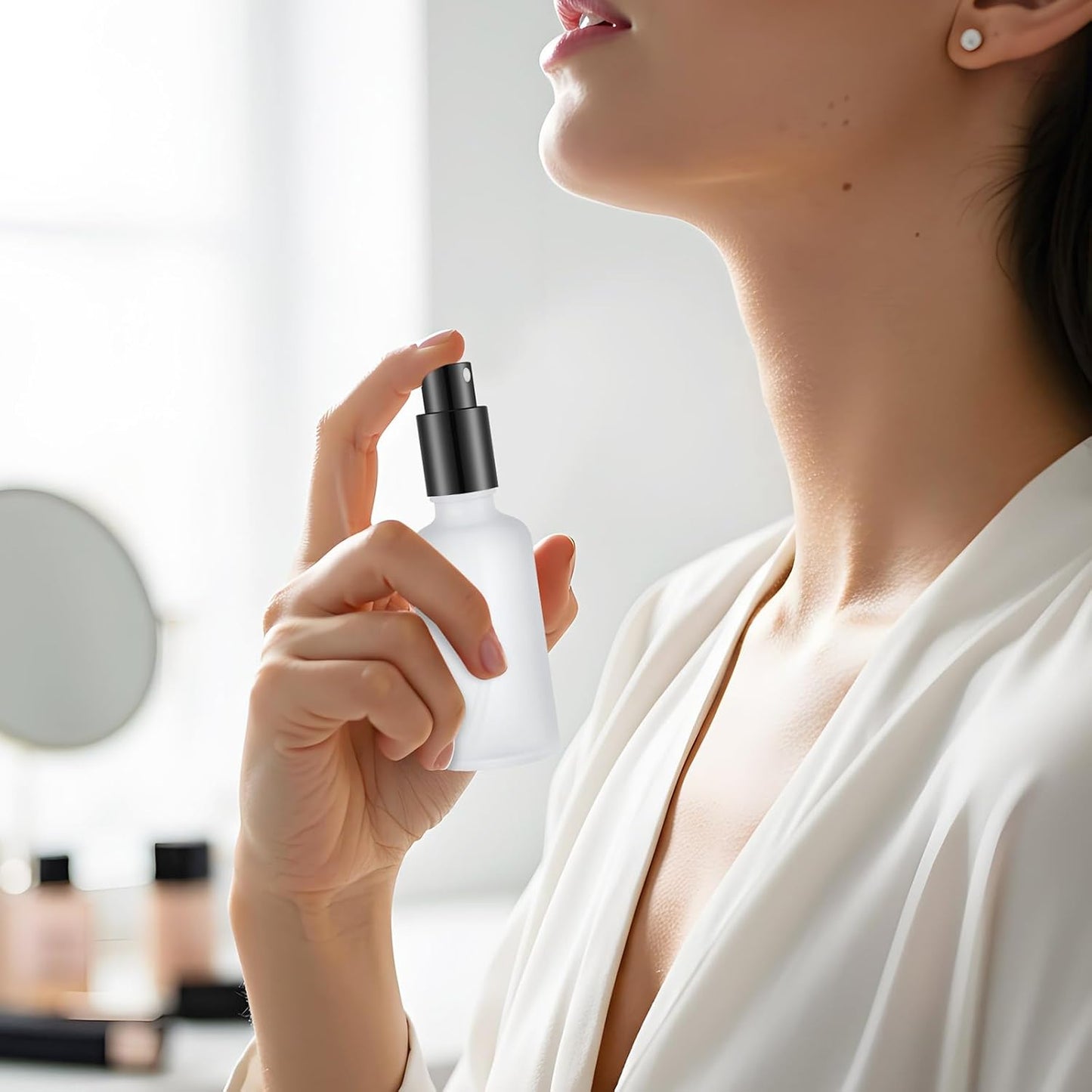 Roshtia 30 Pcs 1.69 Oz/ 50 ml Black Glass Spray Bottle Refillable Perfume Atomizer Clear Decorative Empty Bottles with Fine Mist Sprayer Pump for Face Body Travel