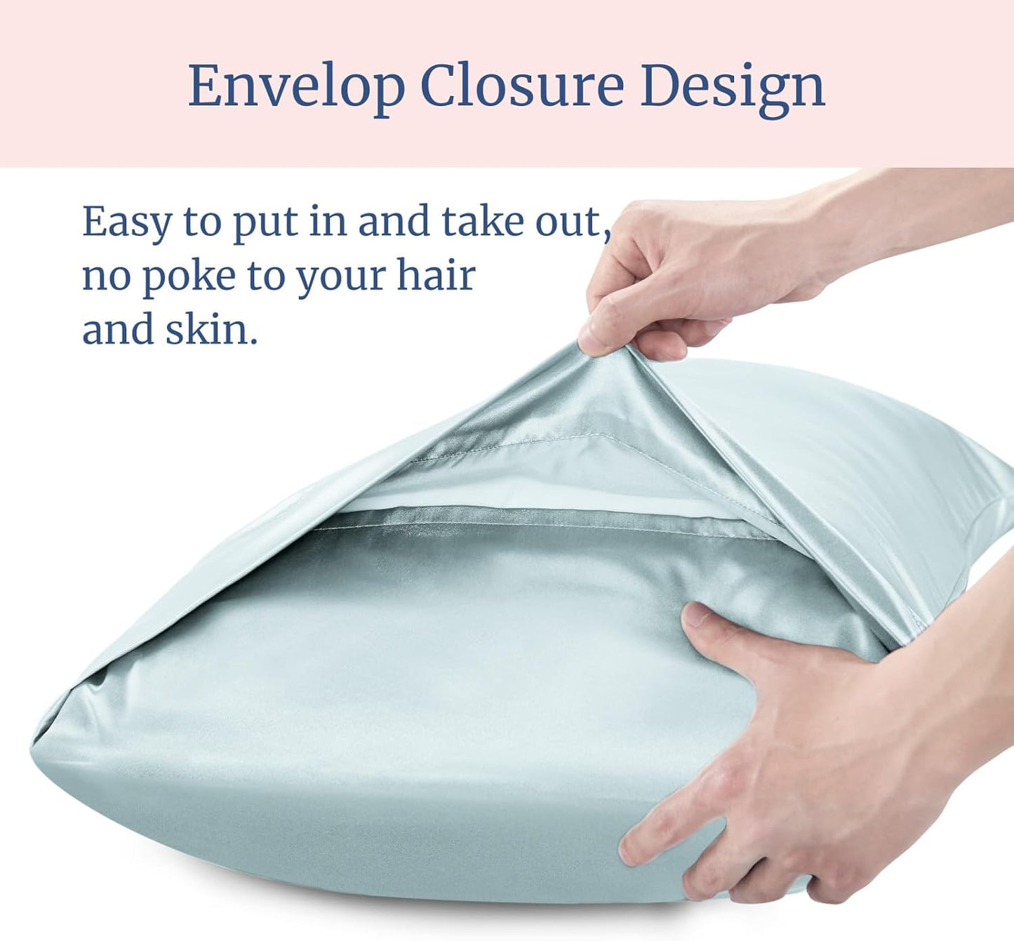 BEDELITE Satin Pillowcase for Hair and Skin, Super Soft Similar to Silk Pillow Cases 4 Pack with Envelope Closure, Cooling Pillowcases for Women Men (20"x26" Standard Size, Stone Blue)