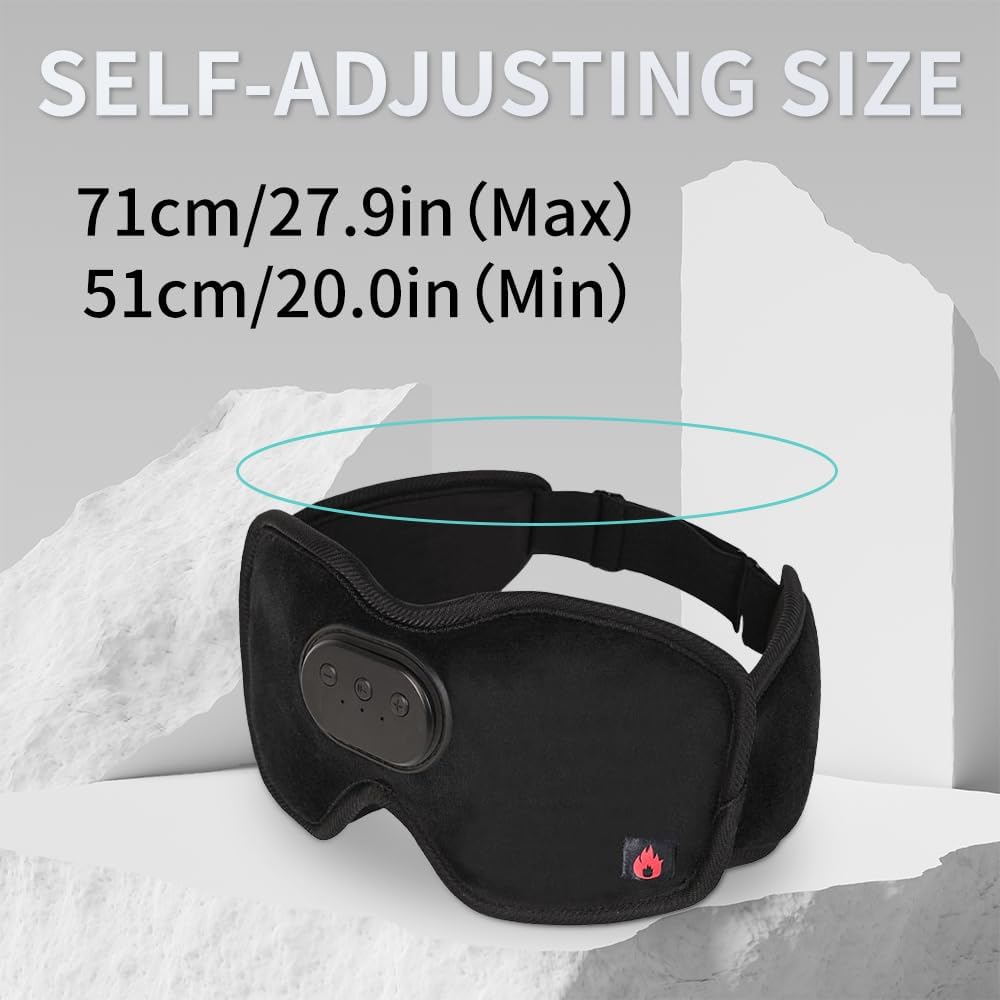 Heated Eye Mask with Bluetooth Headphones SYPVRY Wireless Sleep Eye Mask Headphones for Sleeping with Temperature & Timer Control, Warm Eye Compress USB Heated Mask for Dry Eyes Style, Black