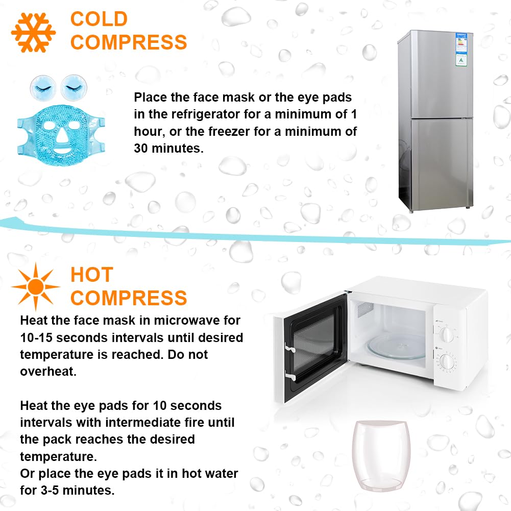 Cold Face Eye Masks Ice Face Mask Hot Cold Compress For Dark Circles, Puffiness, Migraines, Headache, Stress, Redness, Cooling Face Masks For Women Man, Skin Care