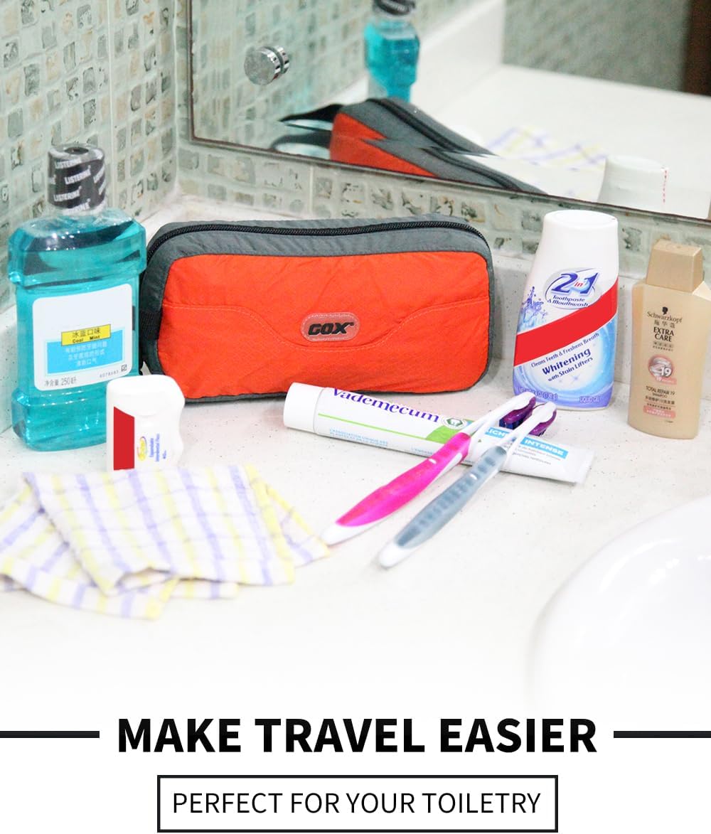 GOX Travel Toiletry Bag,Dopp Kit Case,Ultra-Light Cosmetics Bag Makeup Organizer(Orange)