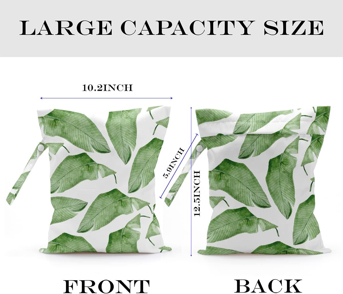 Wet Bag, Wet Dry Bag, Wet Bag for Swimsuit, Travel, Beach, Pool, Diapers, Dirty Yoga Gym Clothes, Makeup Bag, Waterproof Tropical Palm Leaves Decor Jungle Palm Leaf Favors