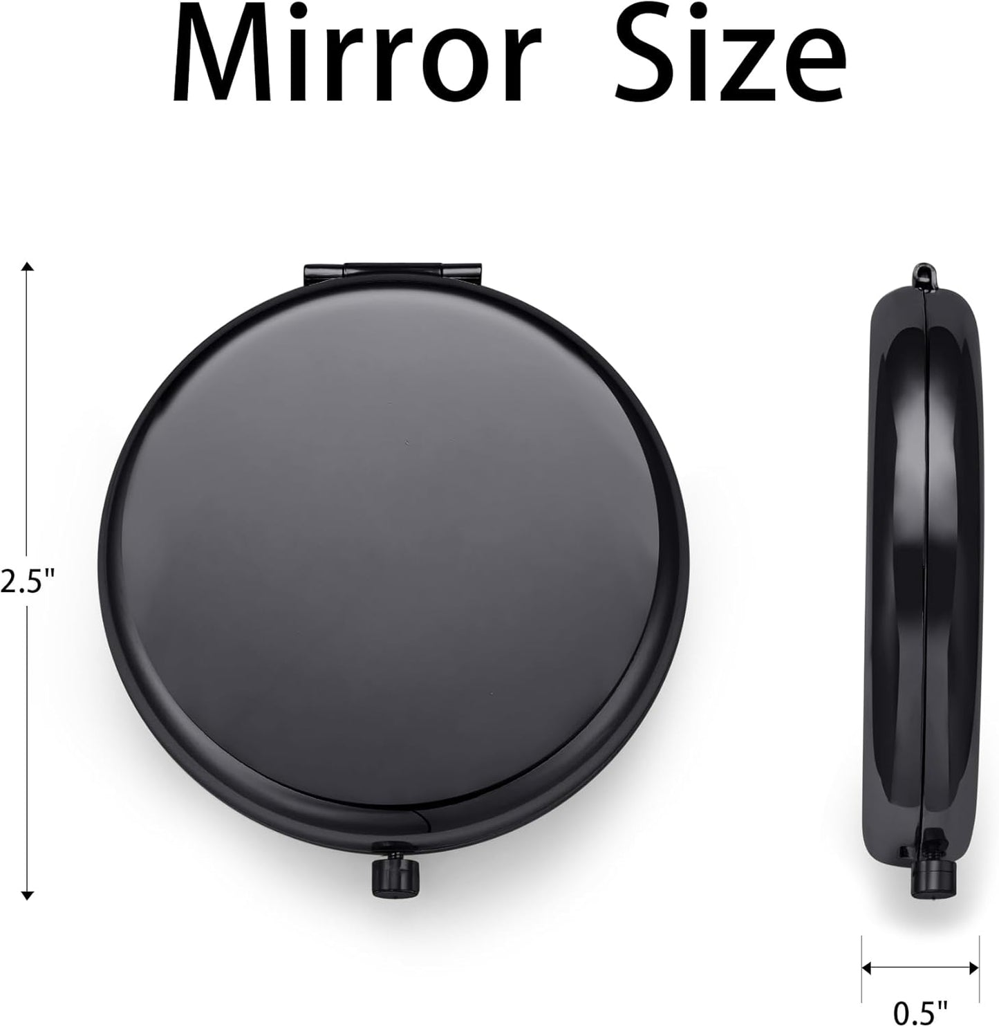 Compact Mirror, Pocket Travel Makeup Mirror for Purse, Metal Round Shell, 2-Sided 1X/2X Magnifying, Portable, Folding, Handheld, Black, 18 Pack