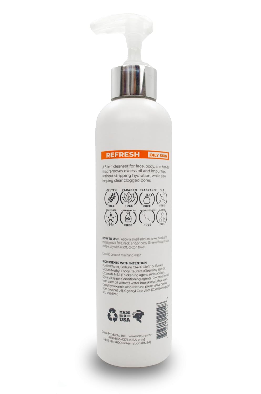 Cleure Face and Body Cleanser - Hypoallergenic, Fragrance-Free Body Wash for Sensitive Skin & Eczema - Paraben & Sulfate Free, PH Balanced Body Soap (12 oz, Pack of 1)