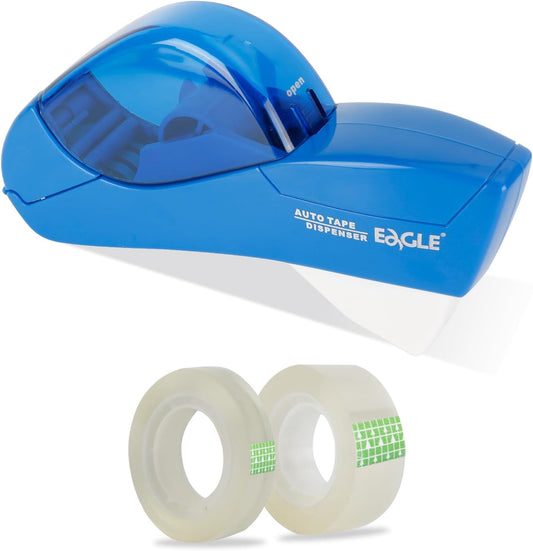 Eagle Automatic Tape Dispenser, Handheld & Portable Design, Office Tape Gun, One-Handed Operation with Safety Blade for Office, Home, DIY or Packaging (Includes 2 Free Tapes)(Blue)