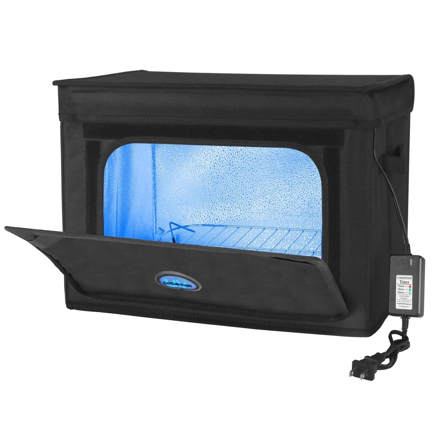 Large UVC Sanitizer Box Ozone Free, Foldable Cleaner Bag with Timer, 36L/9.5gal UV Light Bulb Black Tote for Shoes, Cell Phone, Baby Bottle, Key, Towel