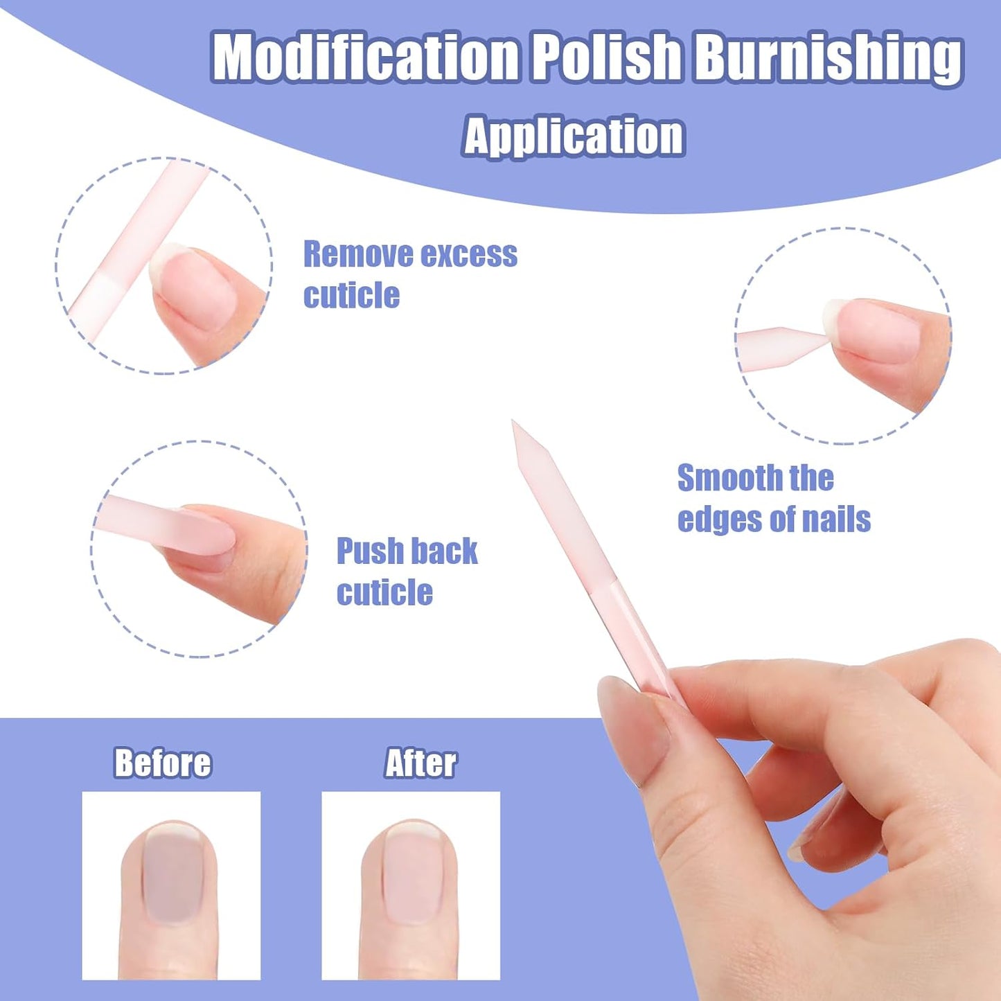 4Pcs Glass Cuticle Pusher, Crystal Cuticle Pusher Glass File, Dual-Ended Manicure Stick, Professional Precision Filing Cuticle Remover, Manicure Pedicure Tools for Nails and Cuticles Care…