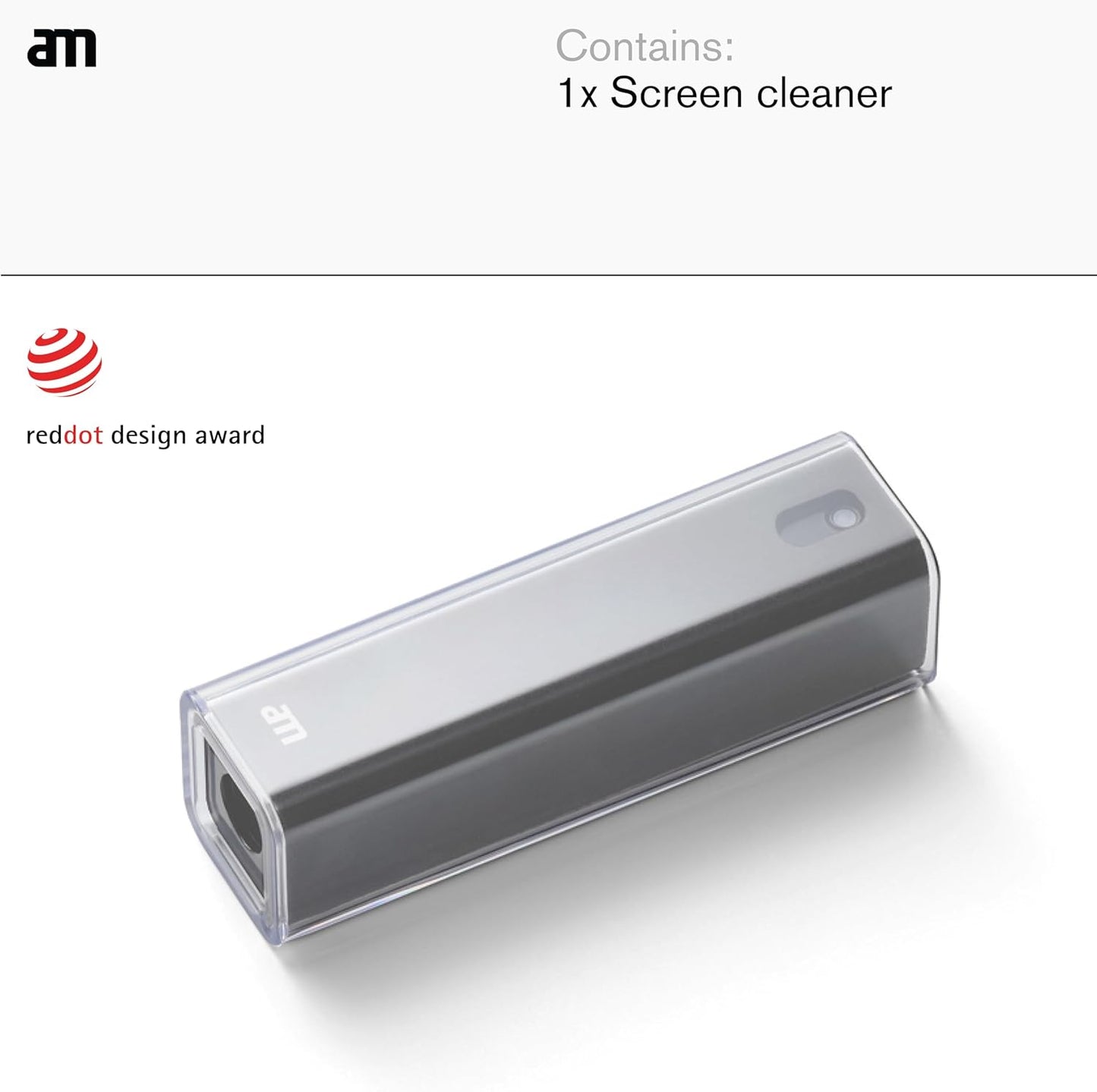 am Screen Cleaner Mist Spray with Microfiber Cloth Around – Alcohol-Free, Streak-Free Screen Cleaning Kit for Smartphones, Tablets, Laptops, Smart TVs & Car Screens, 1 Pack, Gray