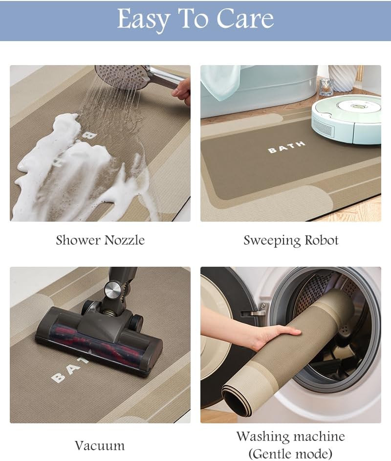 Bath Mat-Bathroom Mat Rug Non Slip Super Absorbent Stain Resistant Quick Dry Thin Bathroom Rug-Bath Mats for Bathroom Floor Bathtub Vanity-Bathmat Bath Rug Easy Care-24"x35",Beige