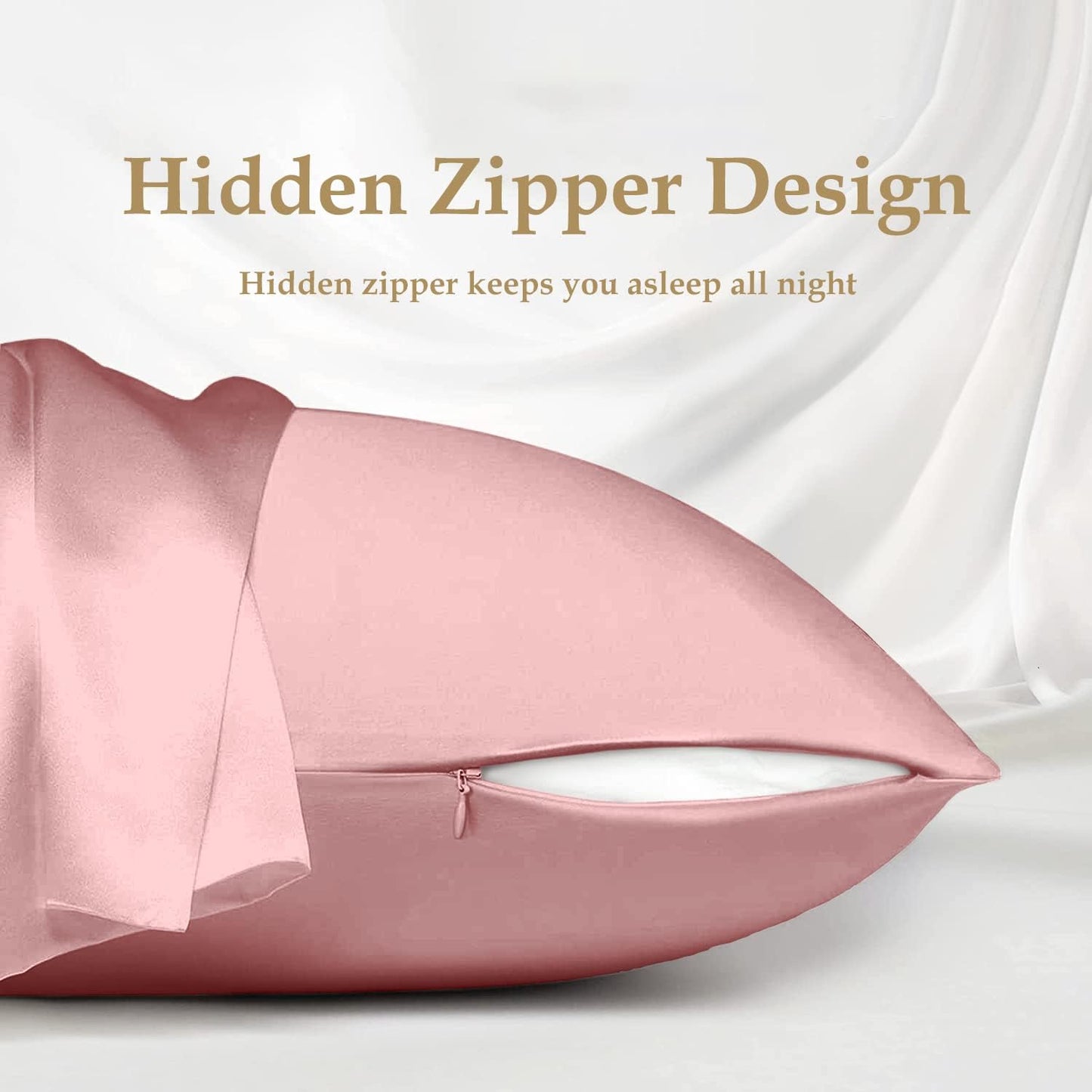 INSSL Silk Pillowcase for Women, Mulberry Silk Pillowcase for Hair and Skin and Stay Comfortable and Breathable During Sleep (Standard, Coral)