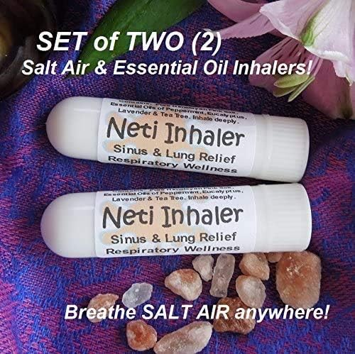 Urban ReLeaf NETI Salt Air Relief INHALERS! Set of Two (2) Sinus & Lung, Himalayan & Botanicals! Respiratory Wellness. Healing Aromatherapy. Energizing! Colds, Asthma, Cough, Bronchitis 100% Natural