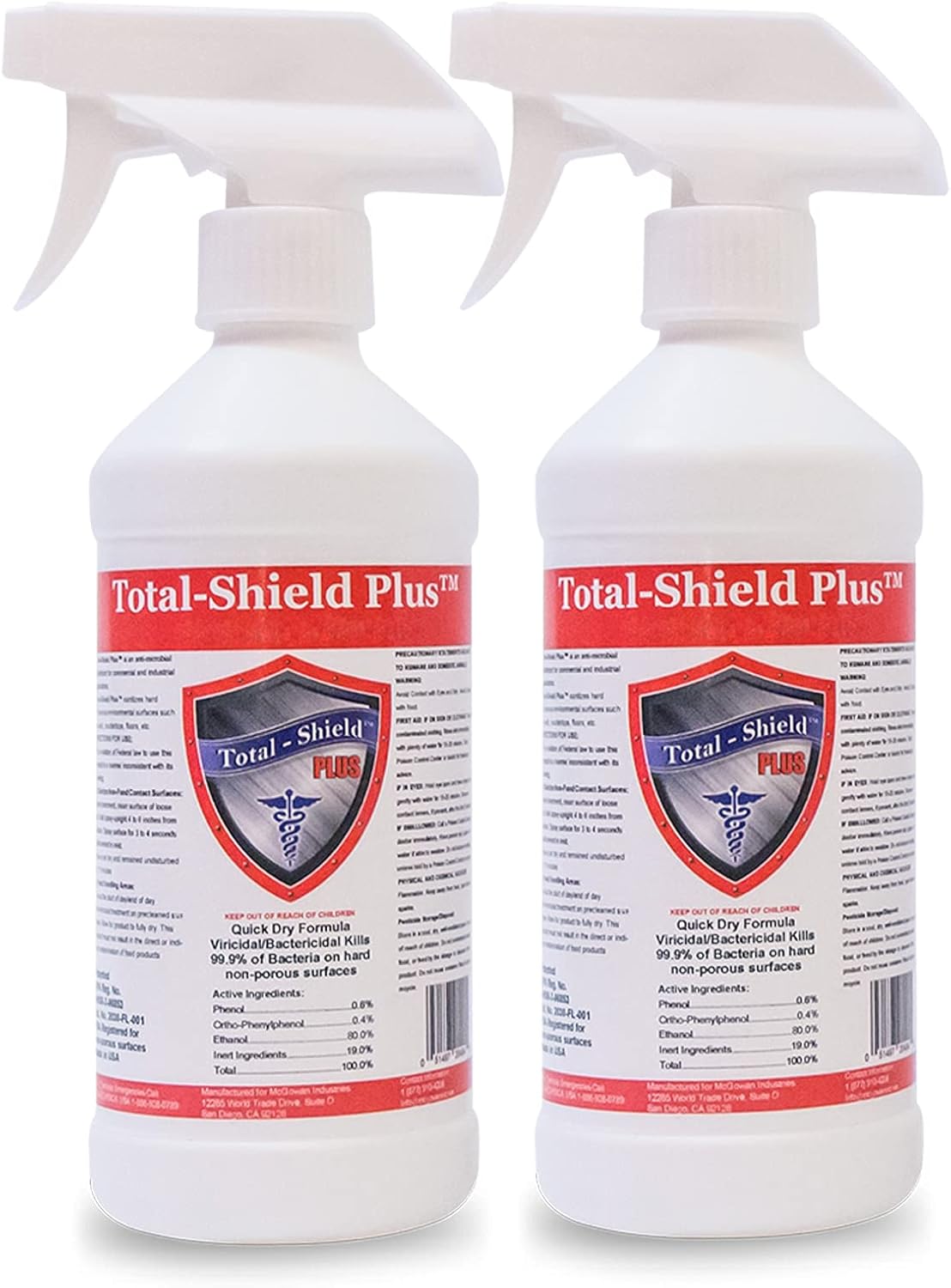 Multi-Purpose Disinfectant Spray, 24 Hour Antibacterial, Lemon Scented, (2 Pack) 16 fl oz