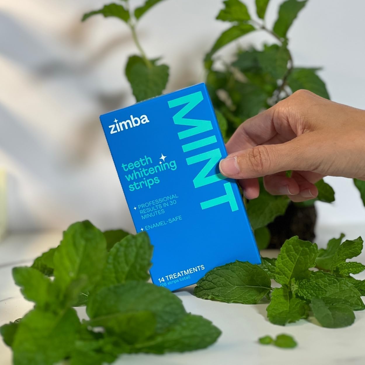 Zimba Teeth Whitening Strips for Teeth Sensitive, White Strips for Teeth Whitening, Teeth Whitener Stain Remover 28 White Strips Included Per Pack, 2 Pack (14 Day Treatment), Strawberry and Mint