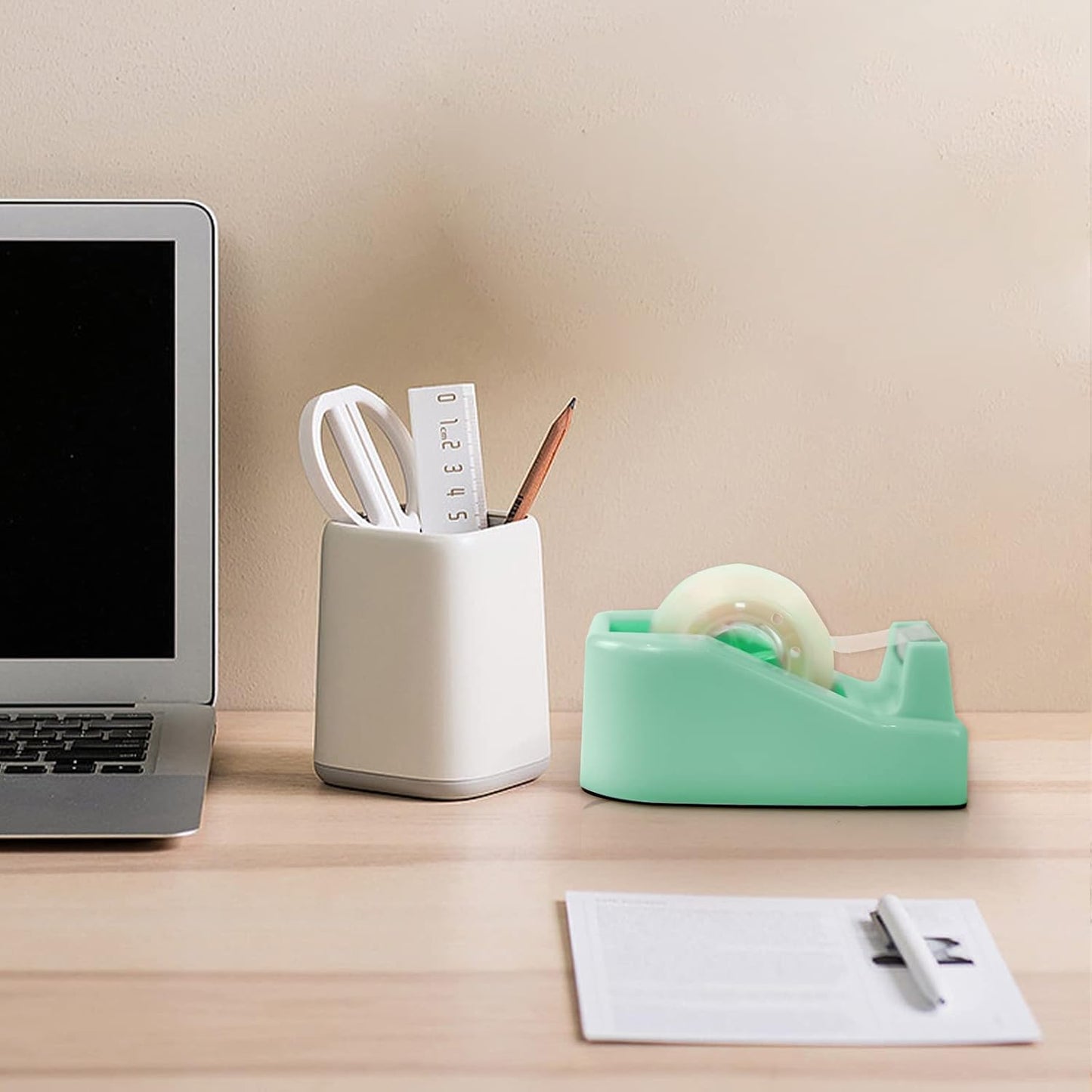 1Pcs Desktop Tape Dispenser Adhesive Roll Holder with Weighted Nonskid Base, Green (Tape not Included)