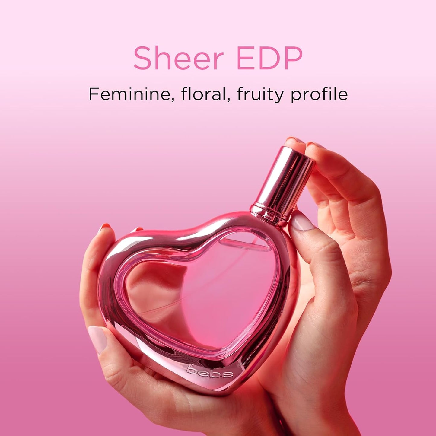 Bebe Sheer Eau de Parfum Spray for Woman - Long Lasting Amber Floral Womens Fragrance - Notes of Citrus Cocktail, Pink Peony and Sandalwood Perfume for Women - 3.4 oz