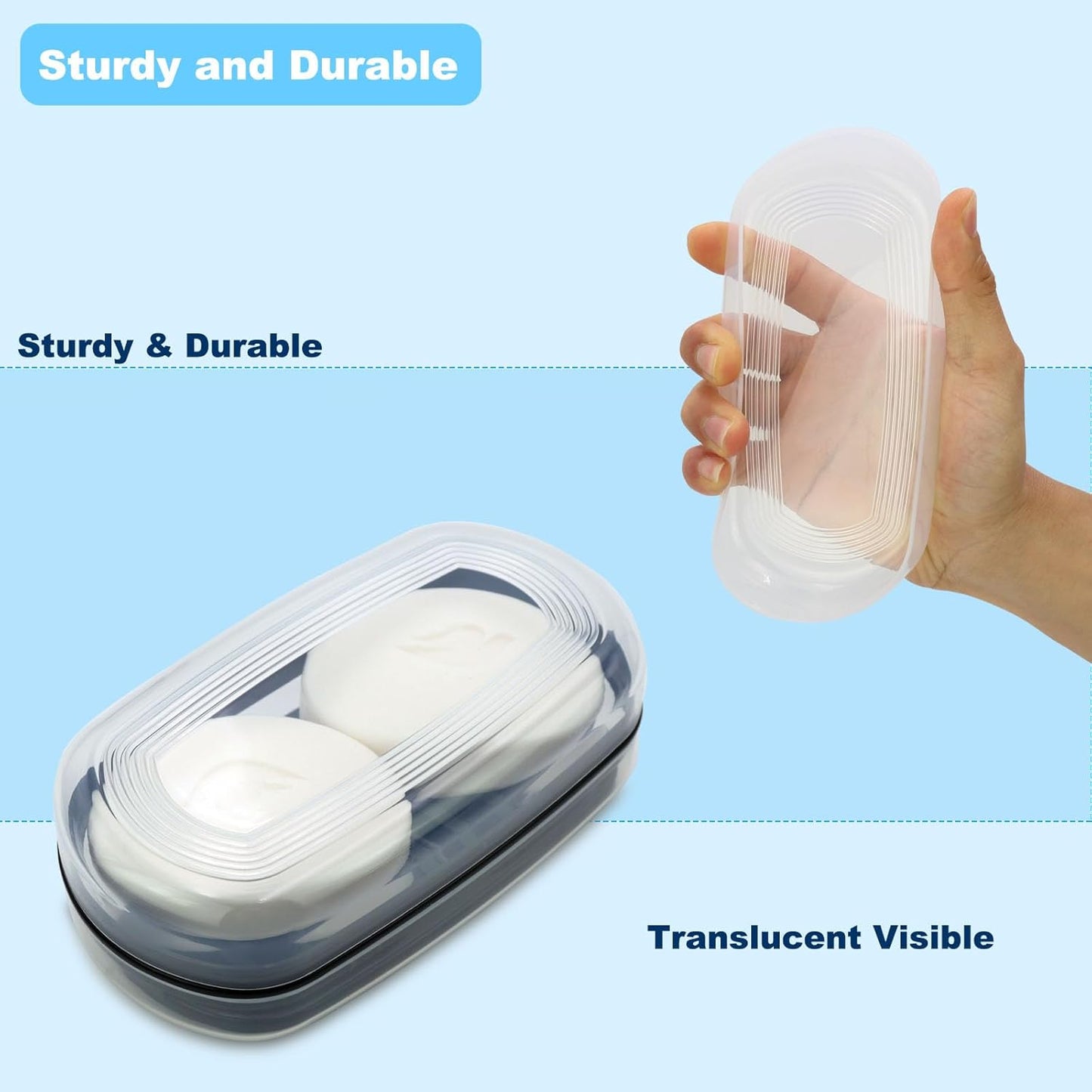 Solid Shampoo Bar Holder, Large Bar Soap Holder, Travel Soap Container, Soap Box with Draining Layer, Soap Case for Bathroom, Traveling, Gym, Camping (Clear Style-1-Large)