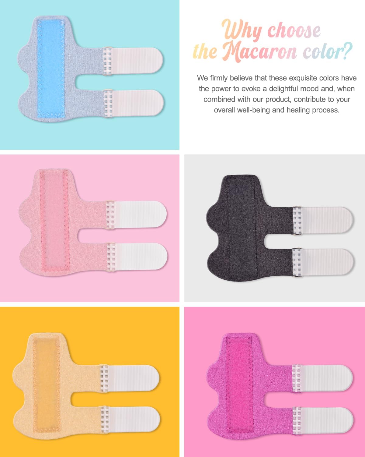 Finger Splint, 5pcs Color Finger Brace Support Stabilizer for Index, Middle, Ring Fingers Straightening Arthritis Knuckle Immobilization