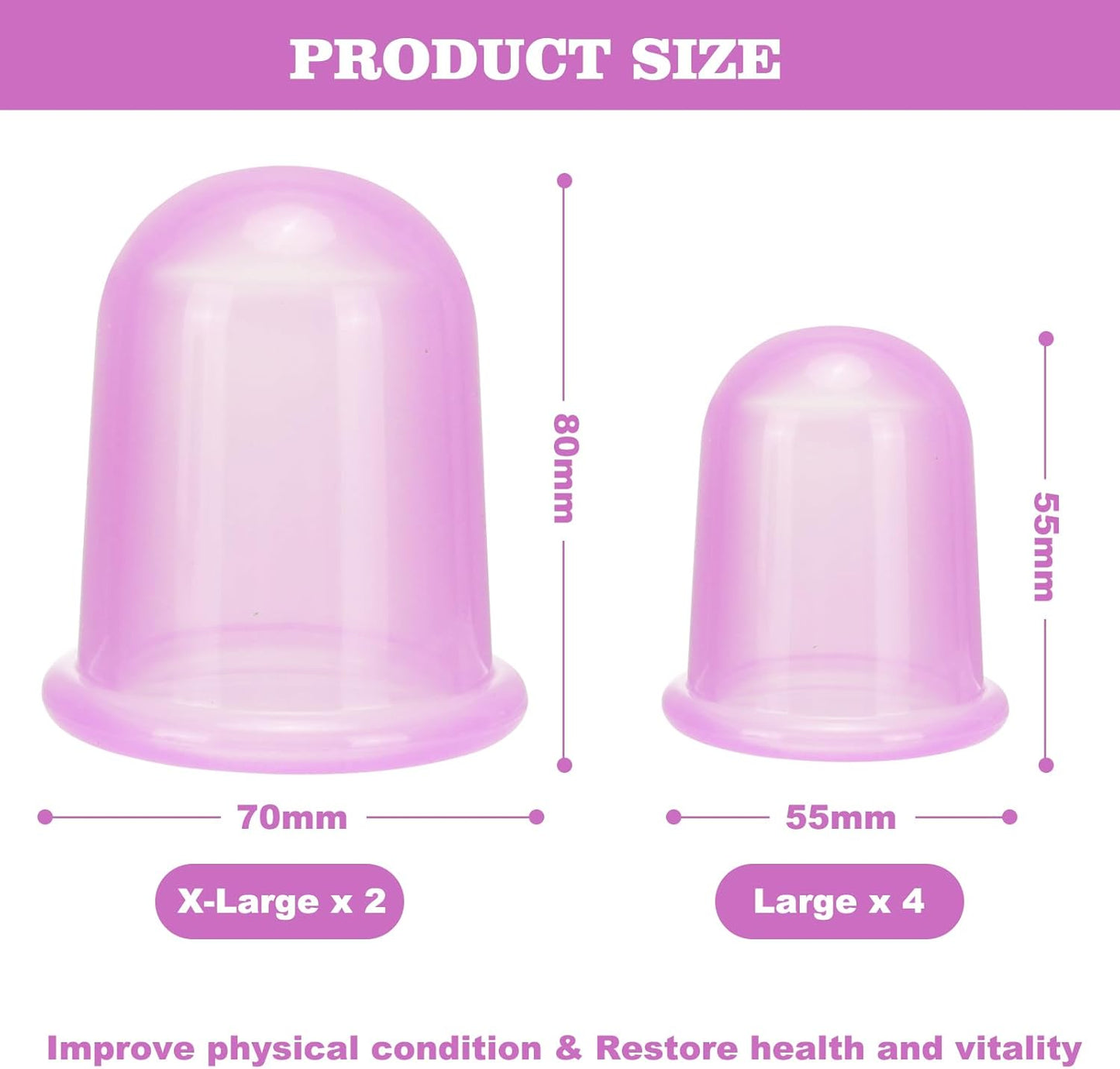 Silicone Cupping Therapy Set - Cupping Kit for Massage Therapy - Cellulite Remover Cupping Set - Anti Cellulite Cup Massager, Vacuum Suction Massage Cups for Cellulite Reduction