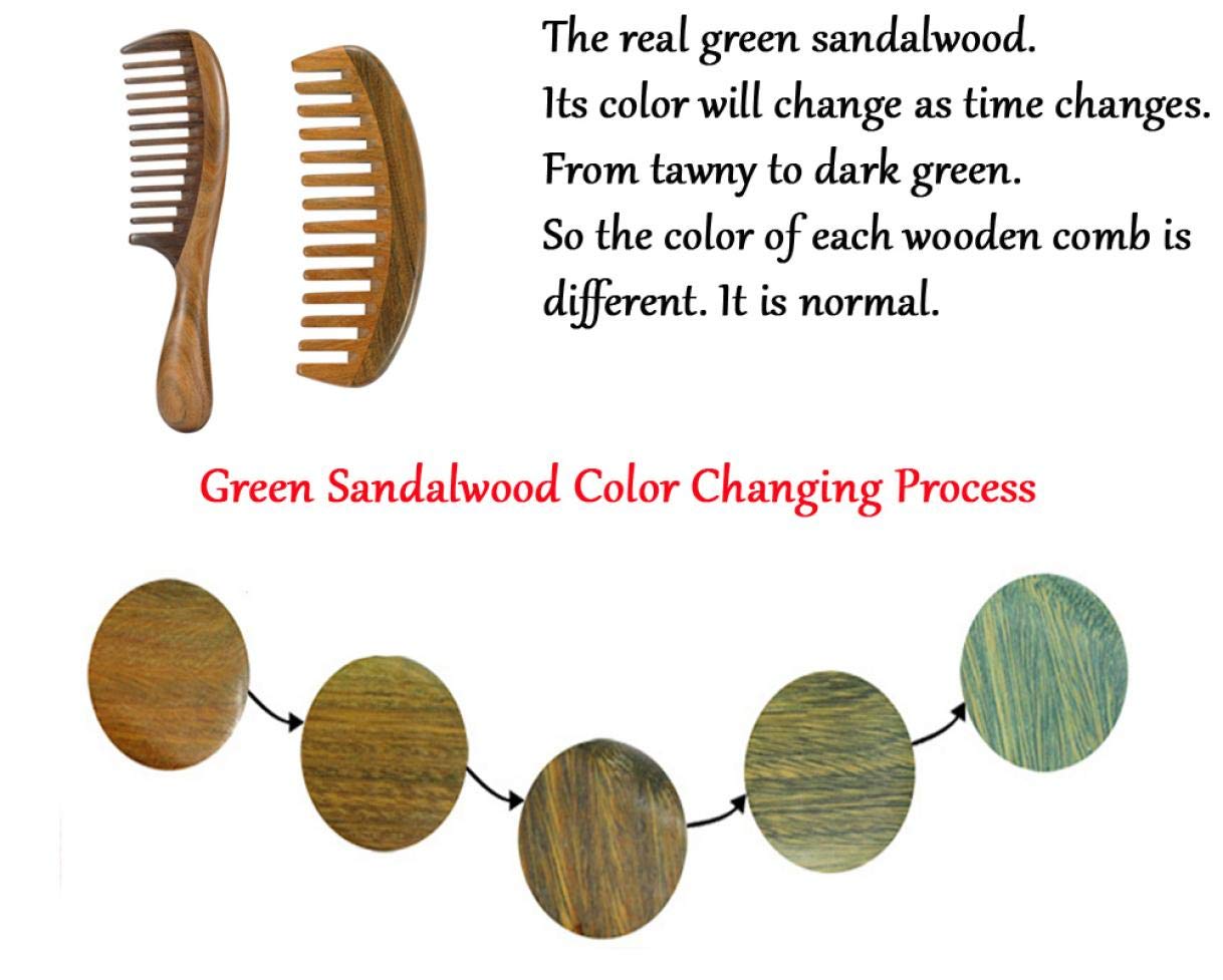 Louise Maelys 2pcs Sandalwood Wide Tooth Hair Combs Moon Shape Wooden Comb for Curly Hair