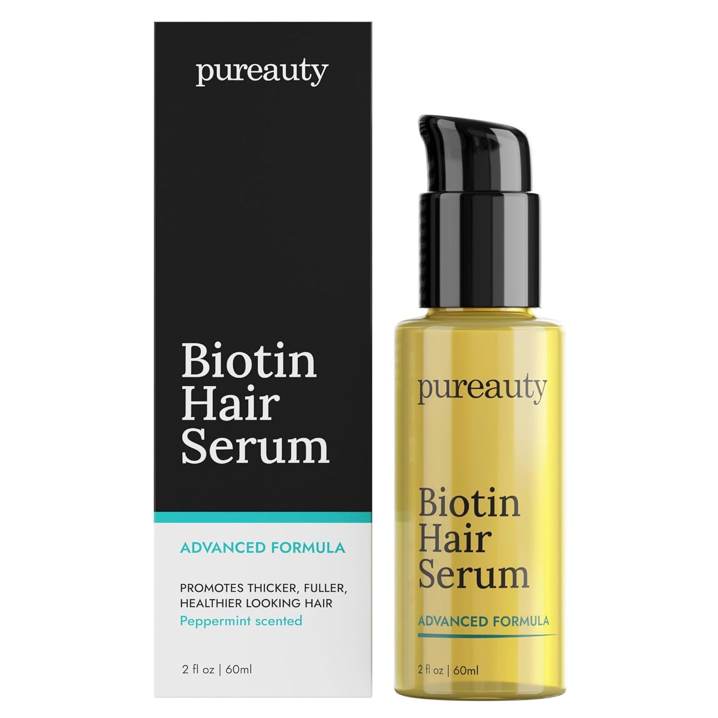 Biotin Hair Growth Serum Advanced Topical Formula To Help Grow Healthy, Strong Hair Suitable for Men and Women of All Hair Types Hair Loss Support By Pureauty Naturals 2 Fl Oz (Pack of 1)