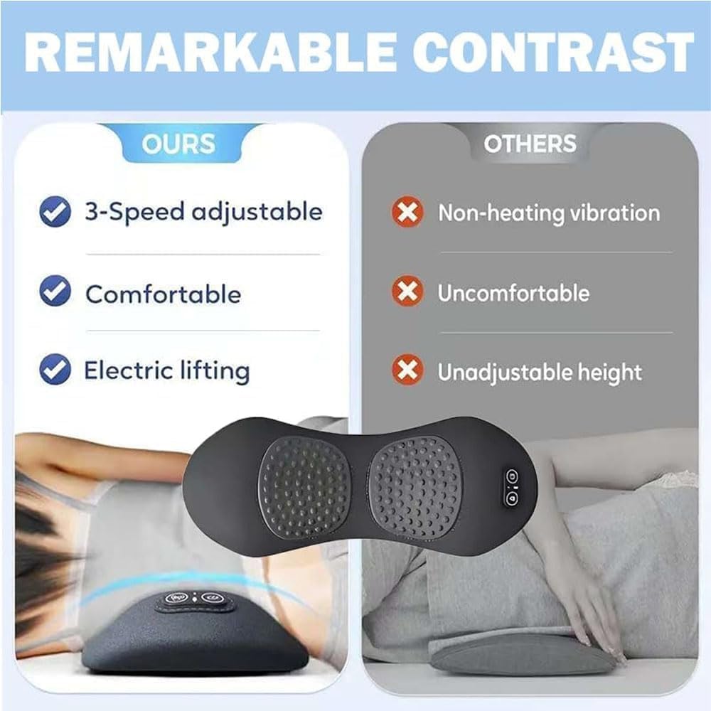 Triple Fusion Back Massager, 3-in-1 Back Massager with Traction Lifting, Electric Fusion Massager with Lifting and Vibration Massage and Heat Compress Against Pain (Black)
