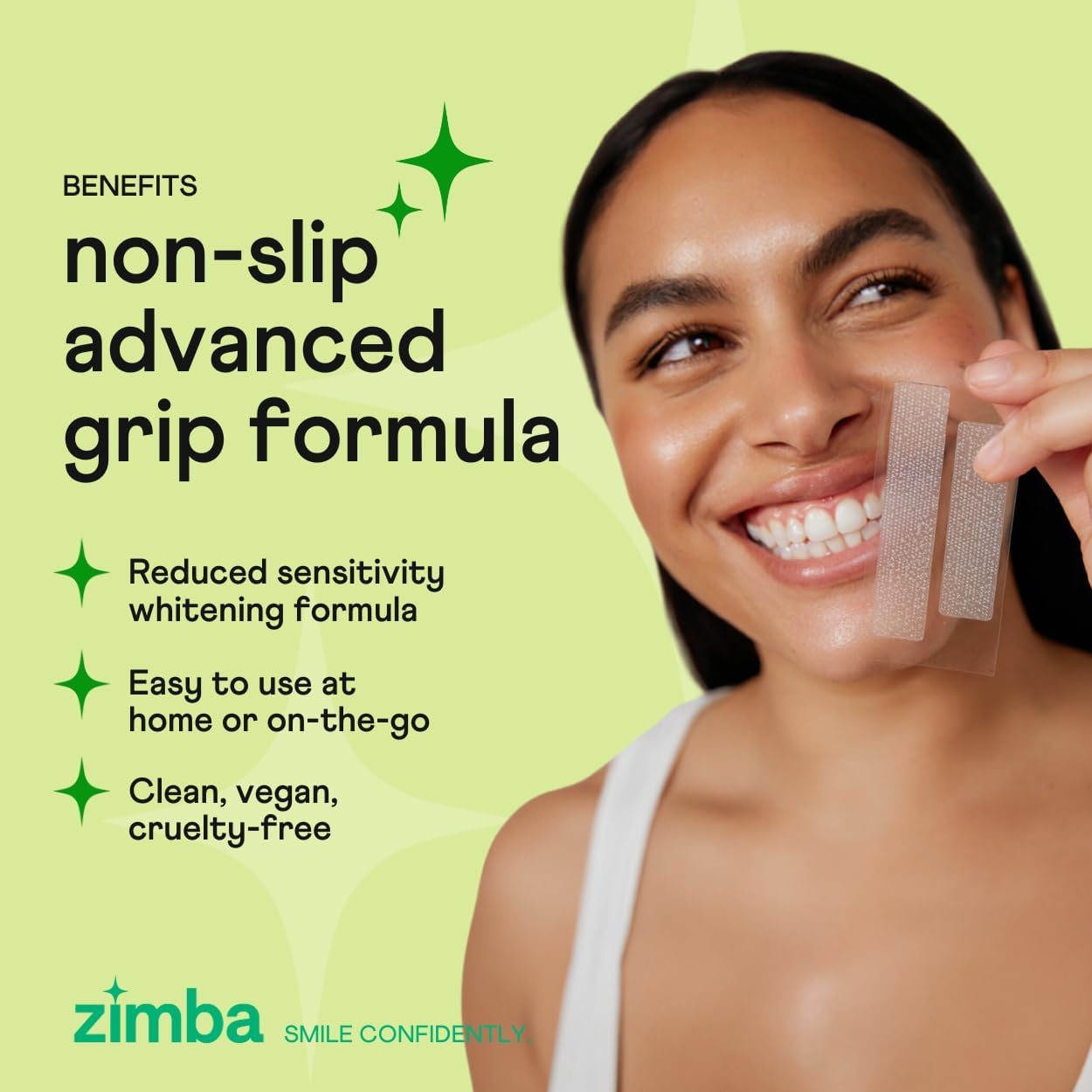 Zimba Spearmint Flavored Teeth Whitening Strips | Vegan, Enamel Safe Hydrogen Peroxide Teeth Whitener for Coffee, Wine, Tobacco, and Other Stains | 14 Day Treatment | Spearmint