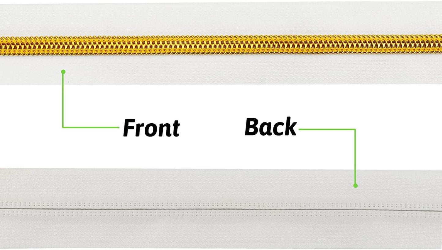 DOITEM 16.5 Yards 3 Pieces Sewing Zippers #5 Nylon Coil Zippers Assorted Zipper for Sewing with 30 Zipper Sliders for DIY Tailor Sewing Crafts Supplies, White