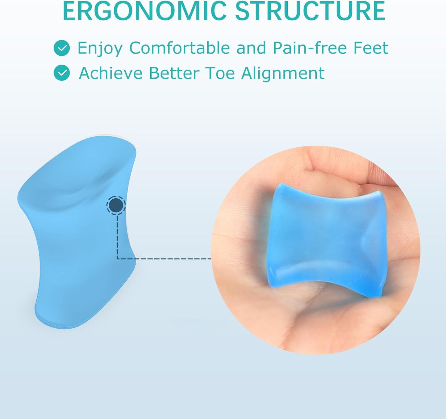 Upgraded Gel Toe Separators – 12-Pack Bunion Pads – Toe Spacers for Straightening Overlapping Toes, Bunions, Calluses – Soft Silicone Bunion Corrector for Men and Women(6M+6S)