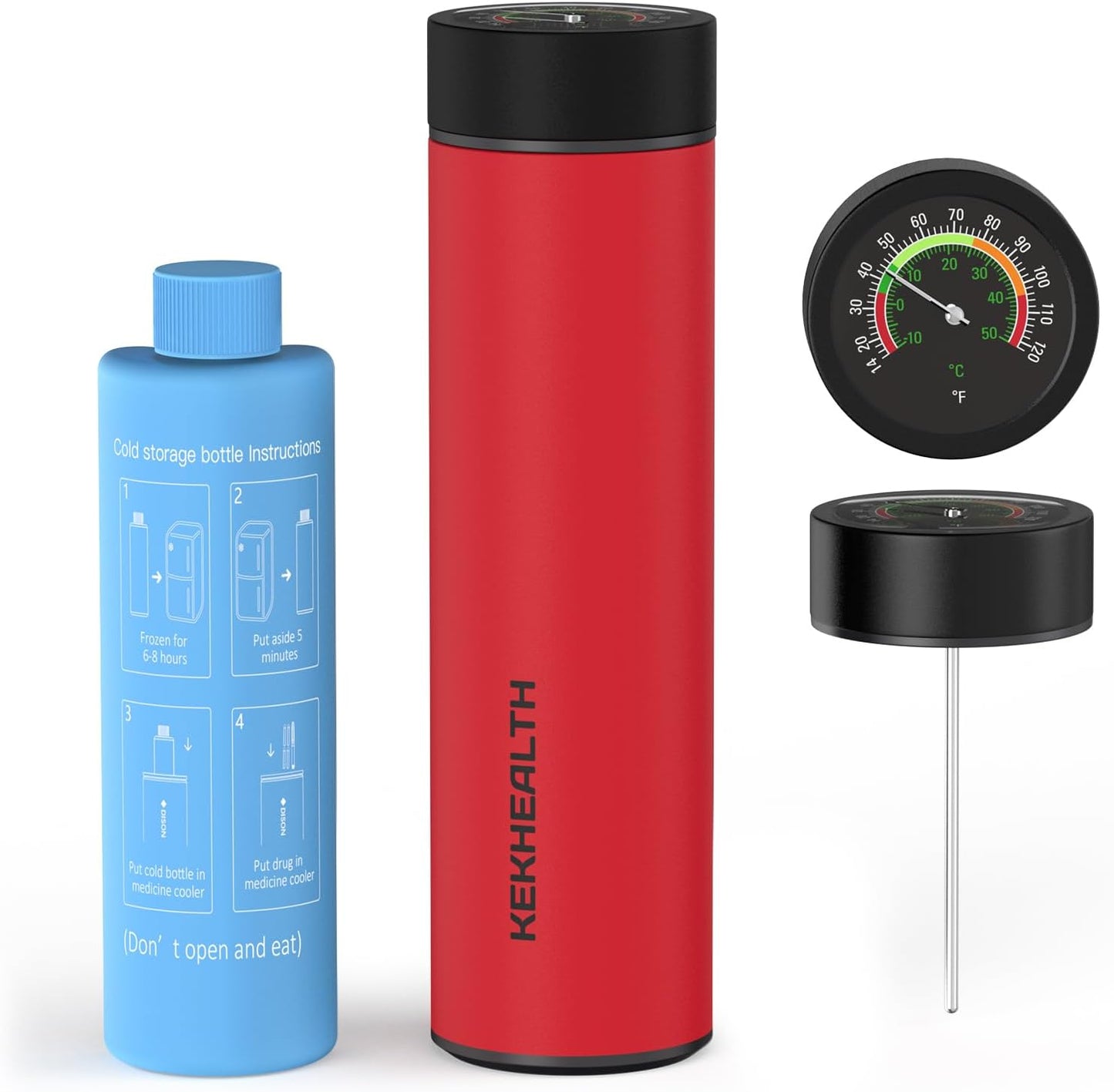 TSA Approved Insulin Cooler Travel Case, 60H Diabetes Medication Cooler with Biogel Ice Pack, Compact Diabetic Travel Case for Medicine Storage(Rescue Red)