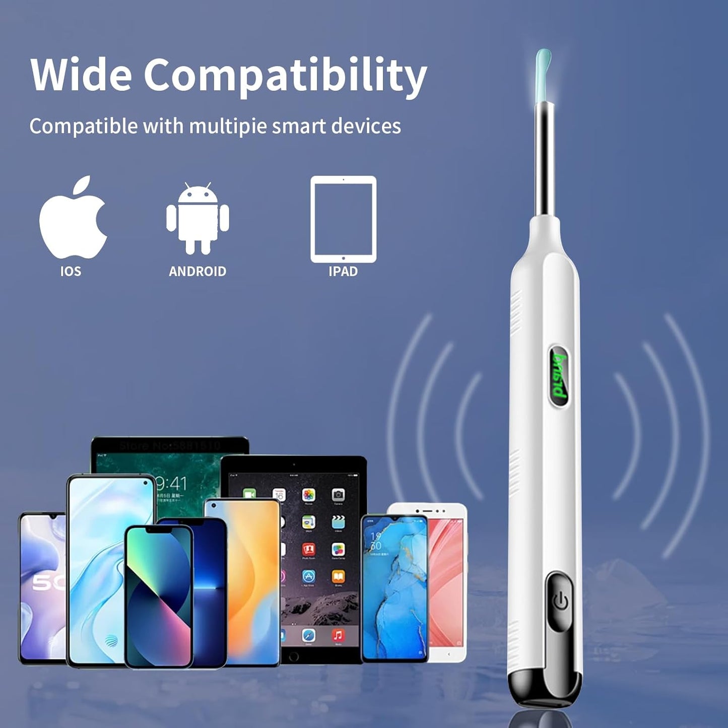 Ear Wax Removal Tool Camera, Ear Cleaner with Camera, 1200P HD Ear Camera with 6 LED Light, Ear Cleaning Kit with 15 Pcs Replacement Tips for iPhone & Android Phones White