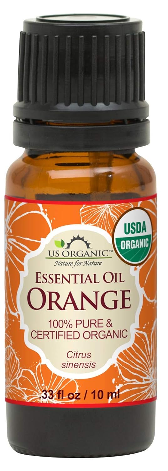 US Organic 100% Pure Sweet Orange Essential Oil - USDA Certified Organic - 10 ml - w/Improved caps and droppers (More Size Variations Available)