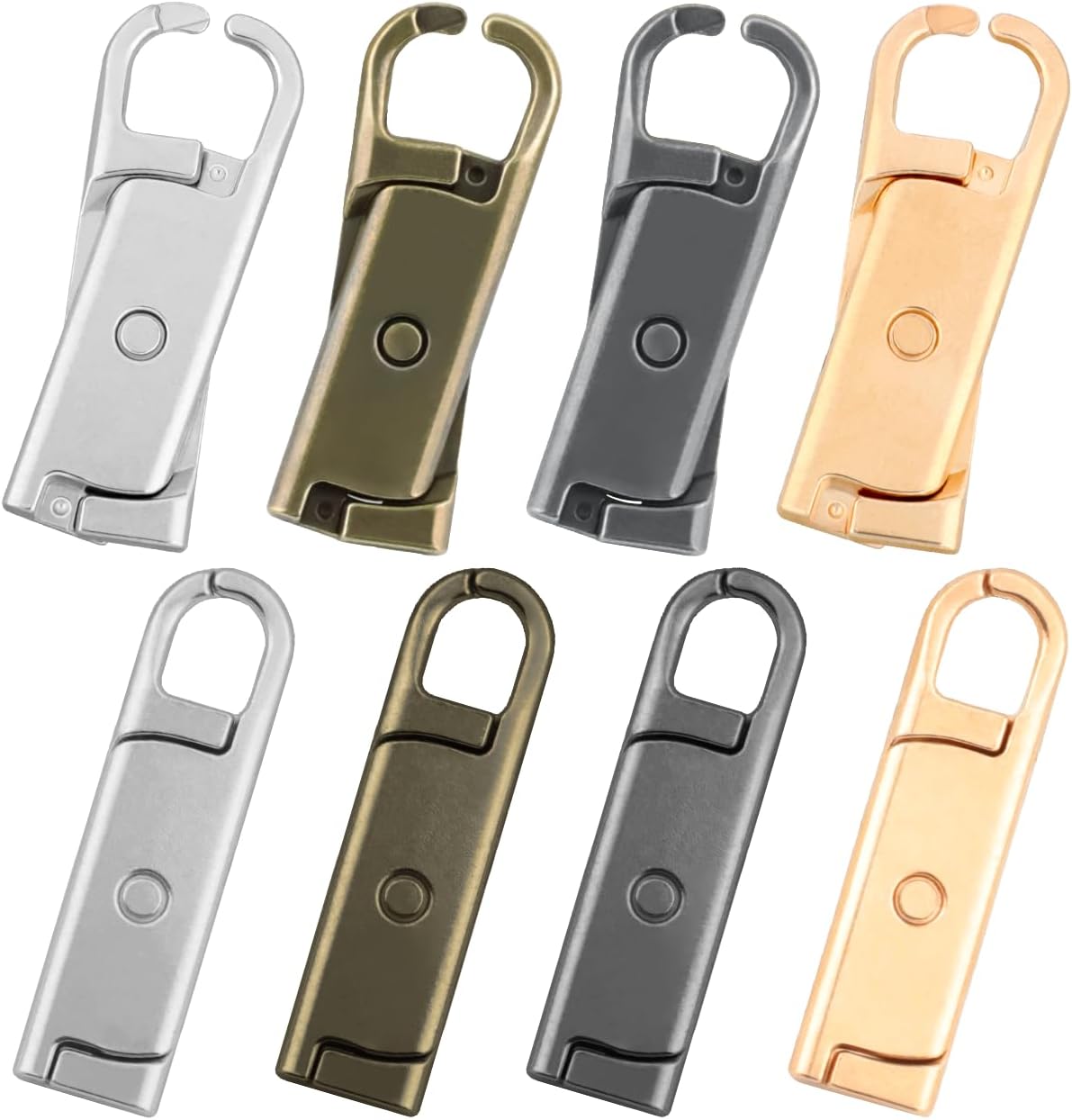 Zipper Pull Replacement (Upgraded Small Size),8 Pcs Detachable Replacement Zipper Pull Tabs for Luggage Clothing Jackets Backpacks Boots Purse Coat(Silver, Bronze, Gold, Gun Black/Small)