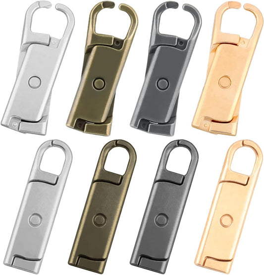 Zipper Pull Replacement (Upgraded Small Size),8 Pcs Detachable Replacement Zipper Pull Tabs for Luggage Clothing Jackets Backpacks Boots Purse Coat(Silver, Bronze, Gold, Gun Black/Small)