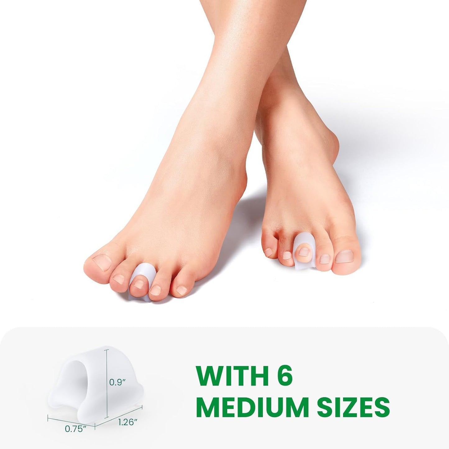 Bukihome Hammertoe Corrector - 6 Pack Toe Splints - Soft Gel Toe Straighteners - Realign Bent, Curled, Crooked, Claw, Hammer Toes - Toe Corrector for Men and Women, Medium Sizes (White)