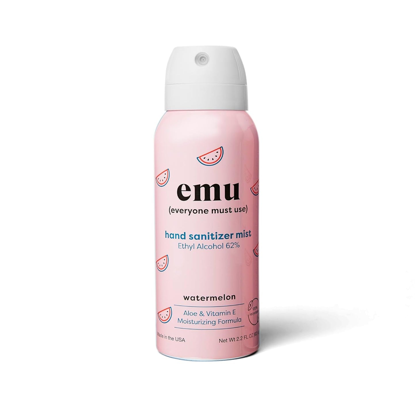 EMU (EVERYONE MUST USE) Hand Sanitizer pocket spray, Travel size 2.2oz. Cleanses Your Hands, Hydrating. Hand soap bulk. 24-hour disinfectant sanitizing. Made in USA (Watermelon_1)