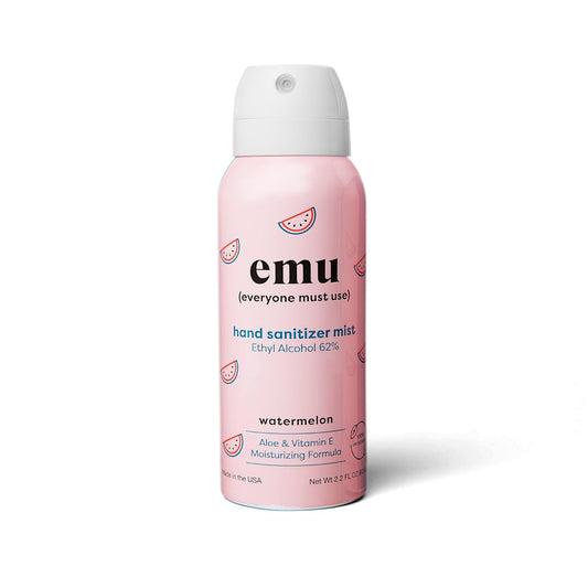 EMU (EVERYONE MUST USE) Hand Sanitizer pocket spray, Travel size 2.2oz. Cleanses Your Hands, Hydrating. Hand soap bulk. 24-hour disinfectant sanitizing. Made in USA (Watermelon_1)