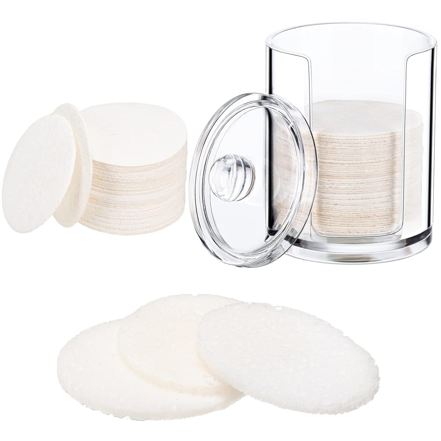 50 Pcs Compressed Facial Sponges Facial Makeup Natural Cosmetic Spa Sponges for Women Cleansing, Exfoliating Mask, Makeup Removal, Dead Skin, and Dirt, Travel Essentials(White)