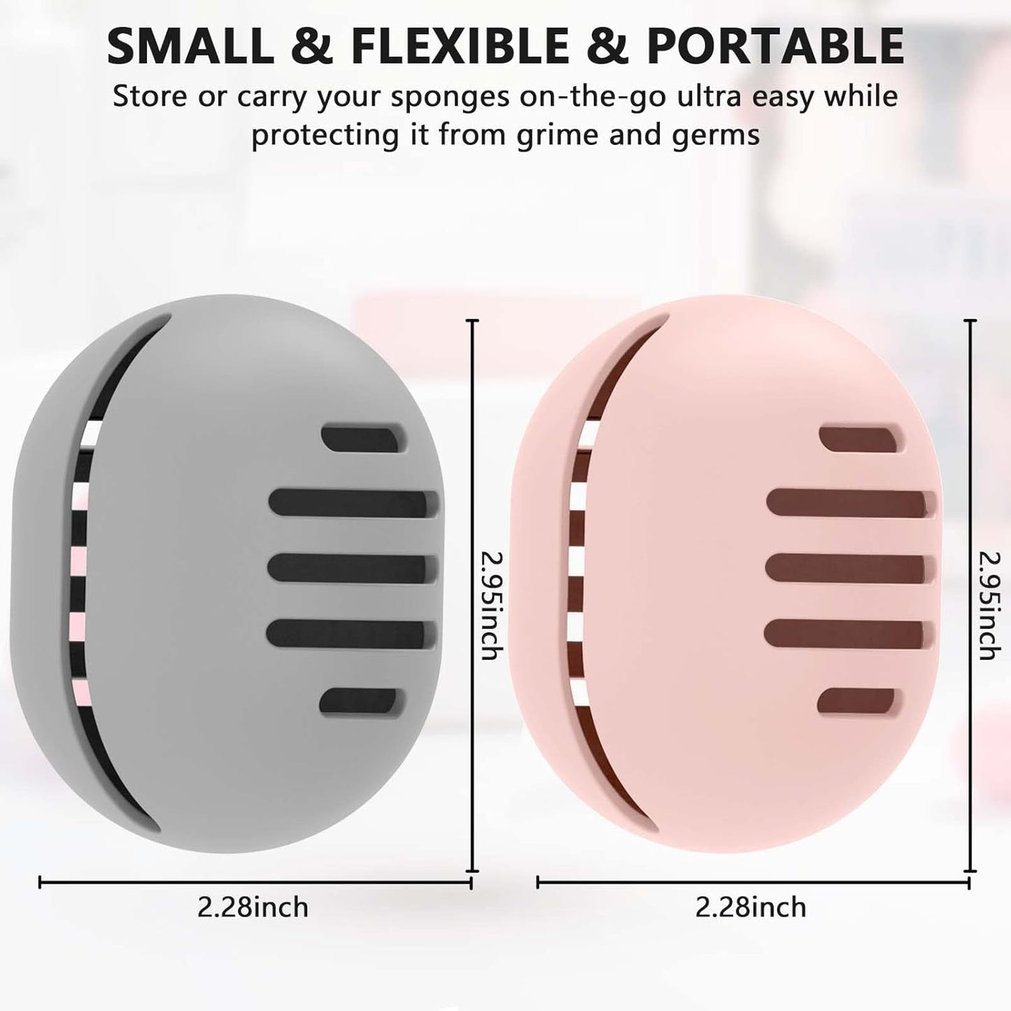 4 Pcs Beauty Blender Holder | Double-sided Breathable Silicone Make-up Sponge Holder Case for Travel or Daily,Shatterproof Beauty Blender Sponge Storage Easy to Clean,Grey+Khaki+Pink+Pink