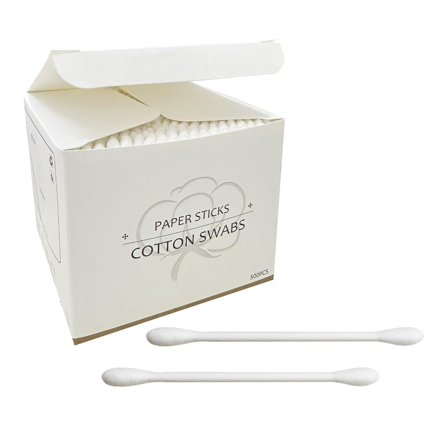 Cotton Swabs with Paper Sticks 1000ct,Double Tipped Natural Cotton Buds