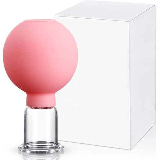 Nuanchu Facial Cupping Cup Glass Face Cup Silicone Cupping Massage Vacuum Suction Mug for Body Face Leg Arm Back Shoulder Muscle and Joint Pain(Pink,0.80 Inch Diameter)