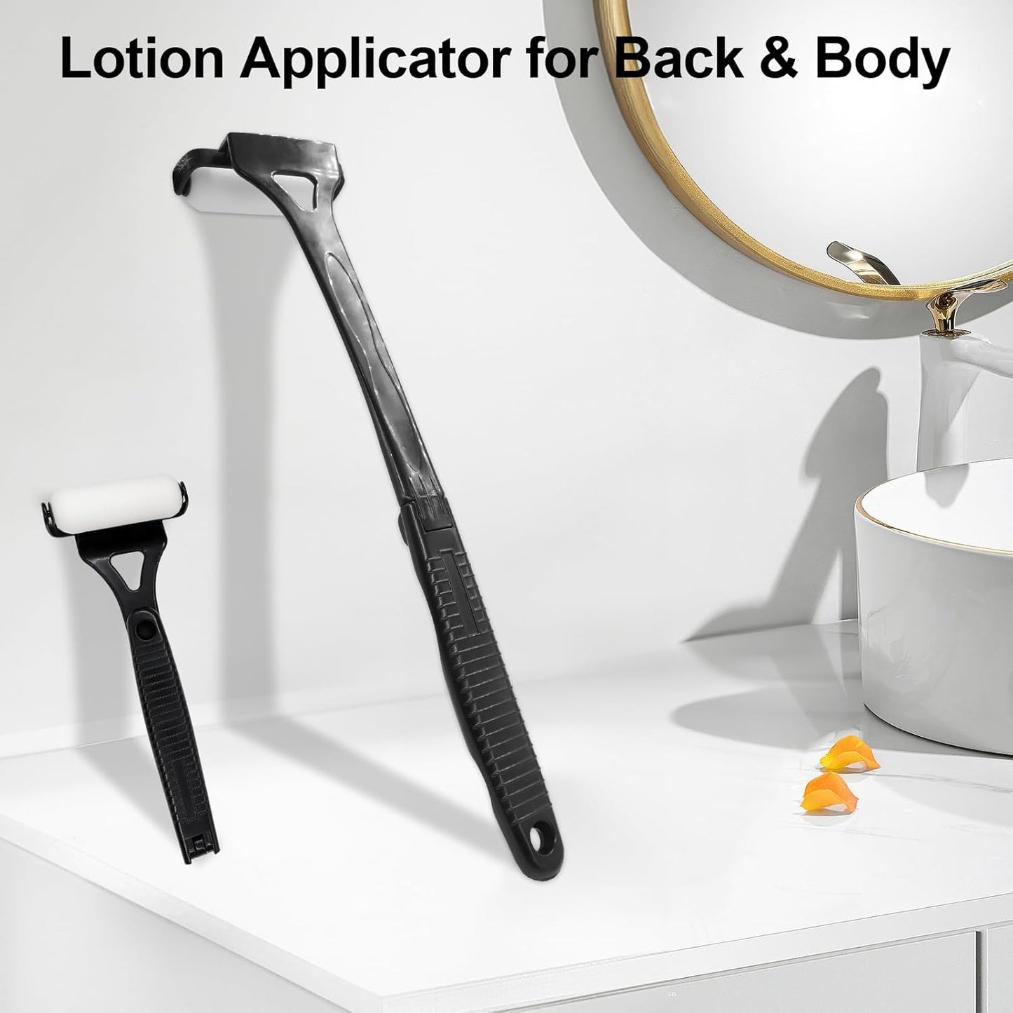 Lotion Applicator for Back & Body - Foldable 21.5" Back Lotion Applicator with 3 Replacement Rollers, Sunscreen Applicator & Lotion Back Roller for Daily Skin Care & Aids