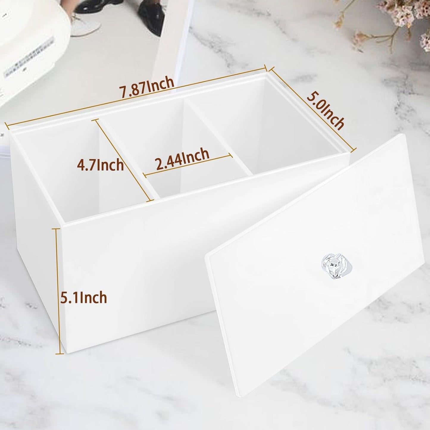 Tampon Box for Bathroom, Tampons and Pads Storage Holder, Women Period Organizer Container, White