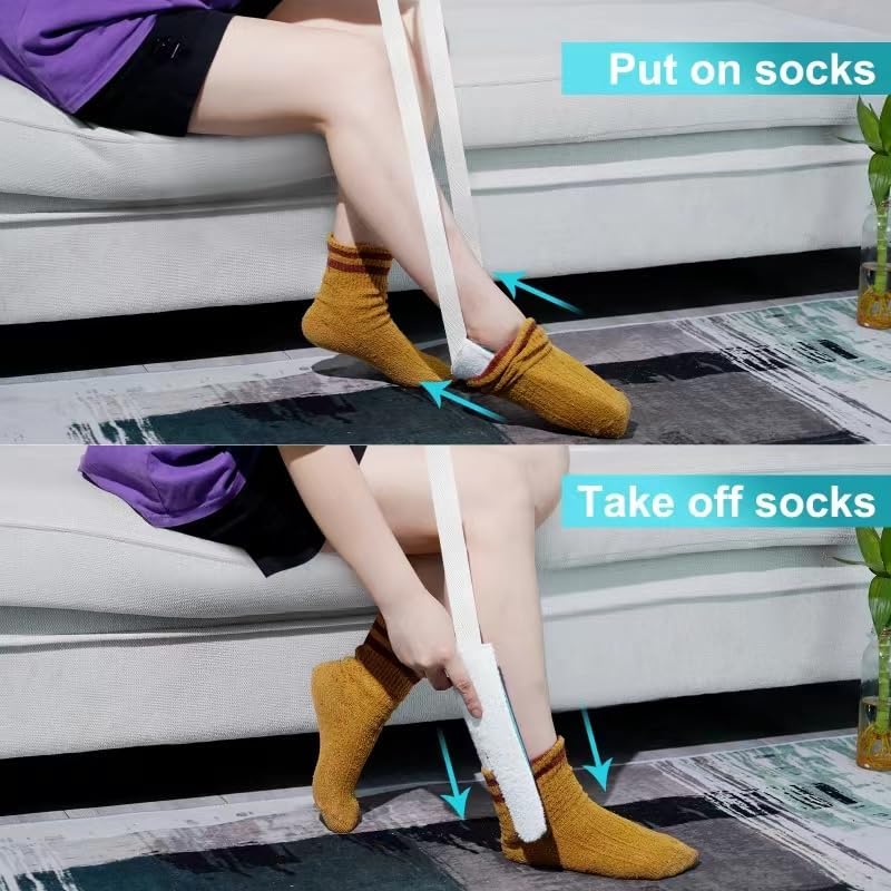 Sock Aid, Sock Helpers to Put on Your Socks for Seniors, Disabled, Pregnancy, Assist Device for Elderly, Tool Aide Puller Easy on and Off with No Bending(Blue 2 PACK)