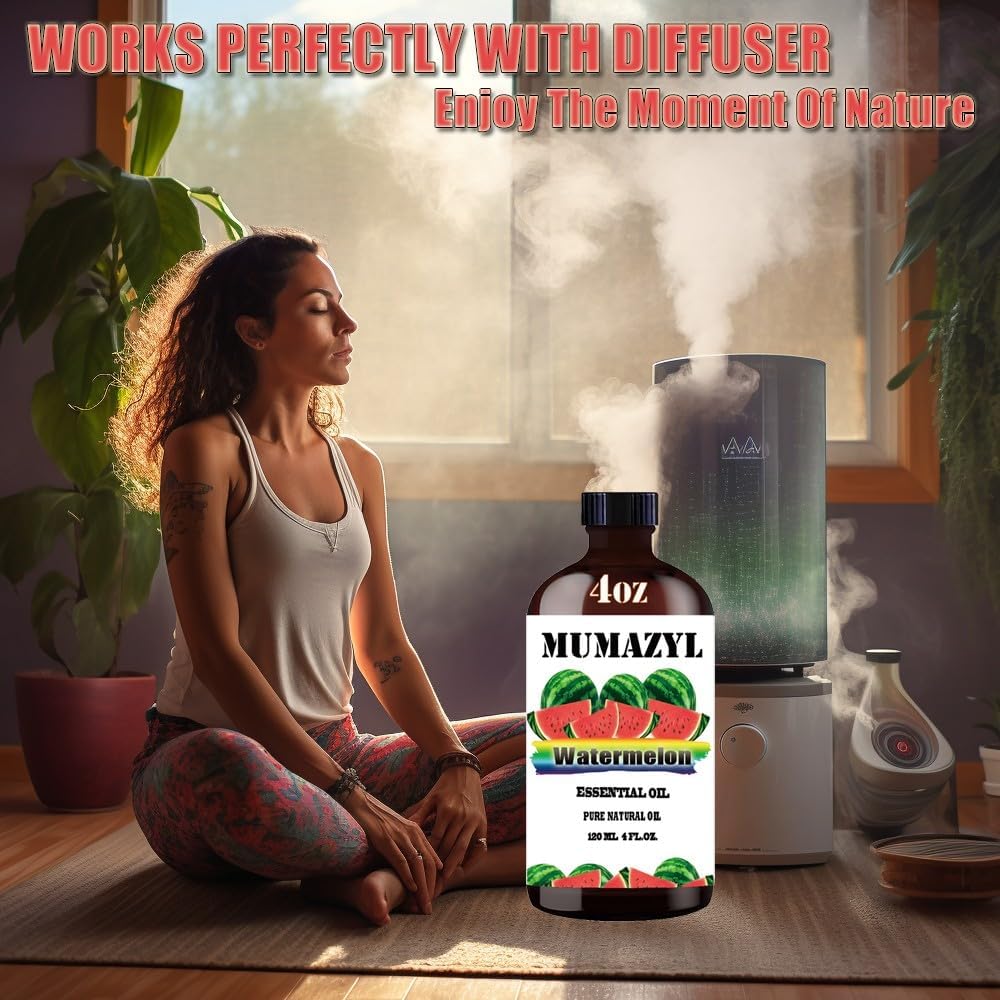 Watermelon Essential Oil, Watermelon Oil 4 Fl Oz 120ML for Diffuser Humidifier Yoga Cleaning DIY Candle Soap Making Essential Oils