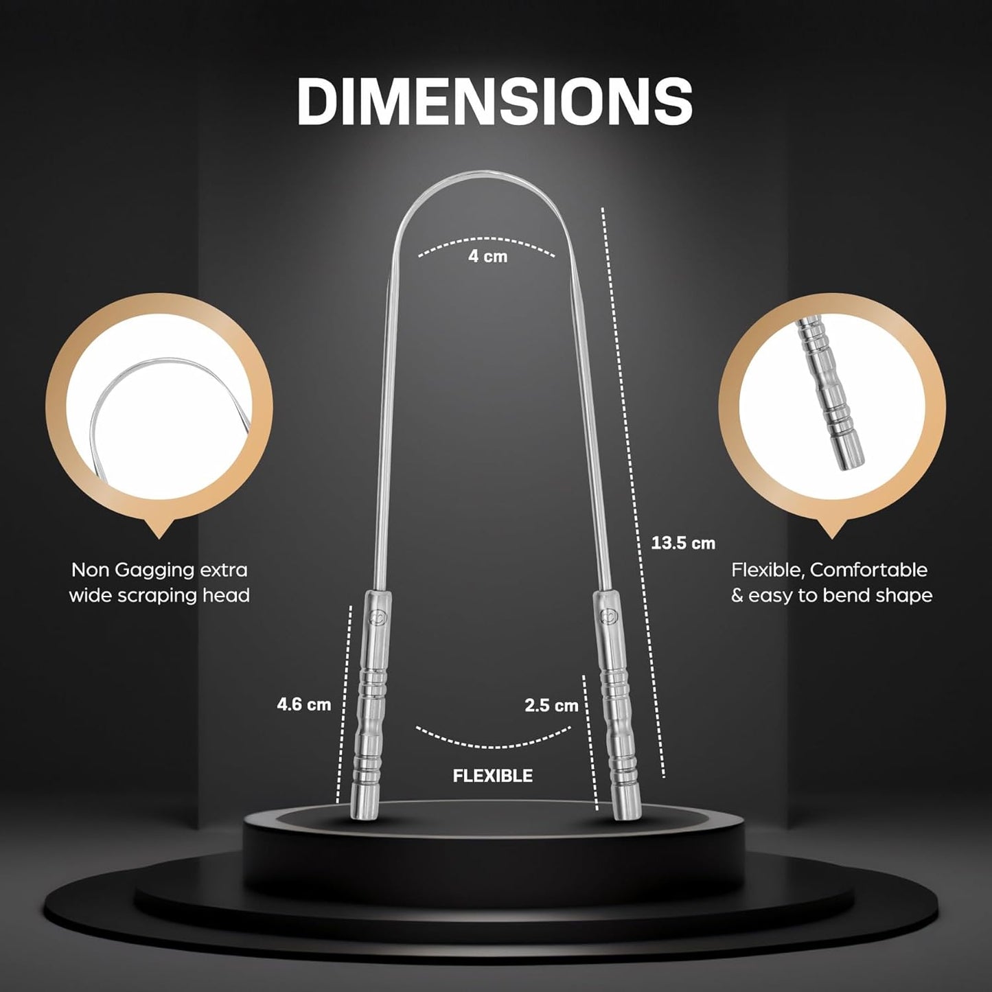 Tongue Scraper for Adults, Metal Tongue Scraper for Good, Fresh Breath & Oral hygiene essentials-100% Stainless Steel U shaped Tongue Cleaner with Friendly Emoji Recognition (Pack of 2)