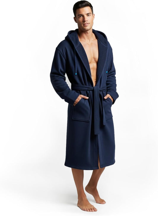 DudeRobe Men’s Hooded Bathrobe with Pockets, From Shark Tank, Soft, Comfy & Absorbent Cotton Robe for After Shower & Lounging