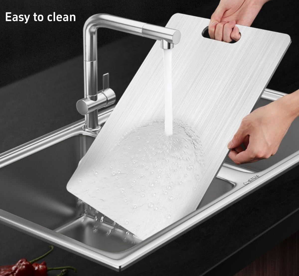 Titanium Cutting Board - 100% Pure Titanium Cutting Boards for Kitchen - Cutting Edge Hygiene & Durability, 1 Pack Double Sided Medical-grade Cutting Mat, Easy to Clean (12"L x 9"W)