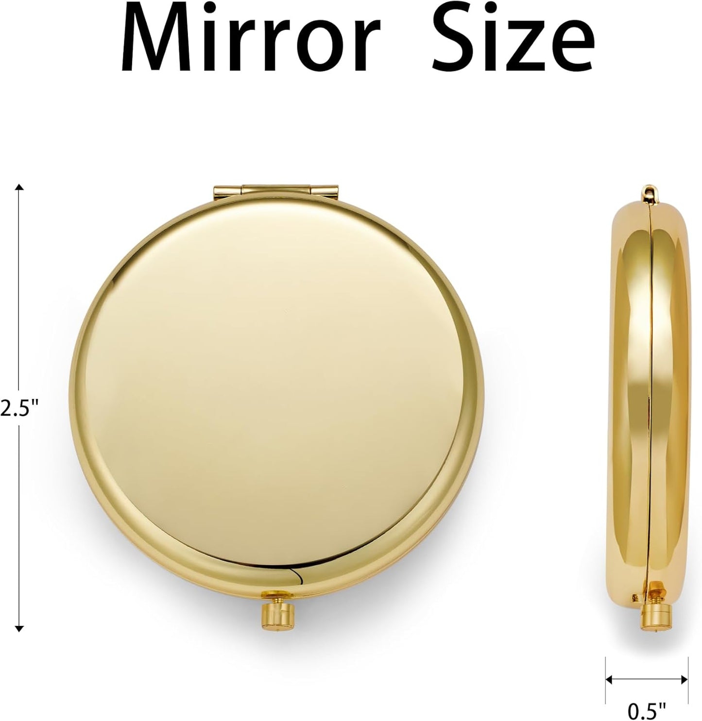 Compact Mirror, Pocket Travel Makeup Mirror for Purse, Metal Round Shell, 2-Sided 1X/2X Magnifying, Portable, Folding, Handheld, Gold, 6 Pack