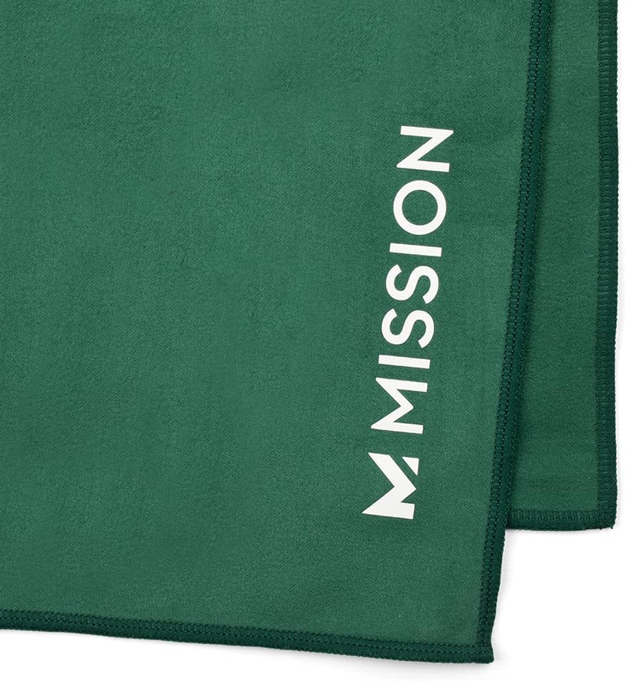 MISSION On-The-Go Cooling Towel - Soft, Lightweight Fabric - Cools Up to 2 Hours - UPF 50 Sun Protection - Machine Washable (Green)
