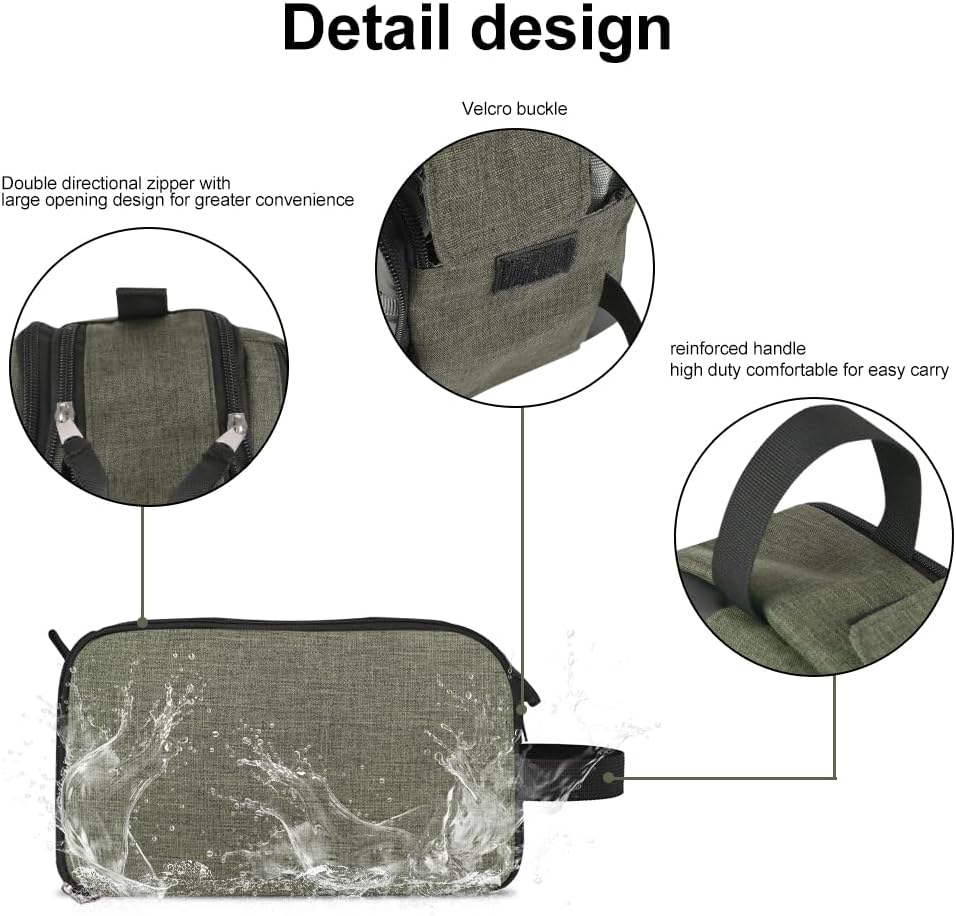 Travel Toiletry Bag for Men Toiletry Bag Dopp Kit Water-resistant Shaving Bag Large Travel Toiletry Organizer Travel Essentials Green